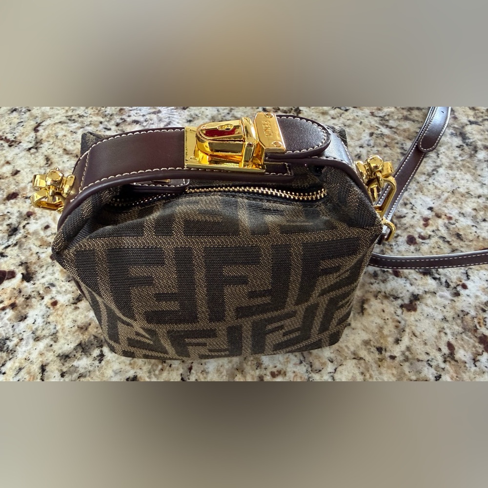 Fashion Zucca Mini Bag Canvas Mono Leather Gold Hardware - Picture 7 of 12